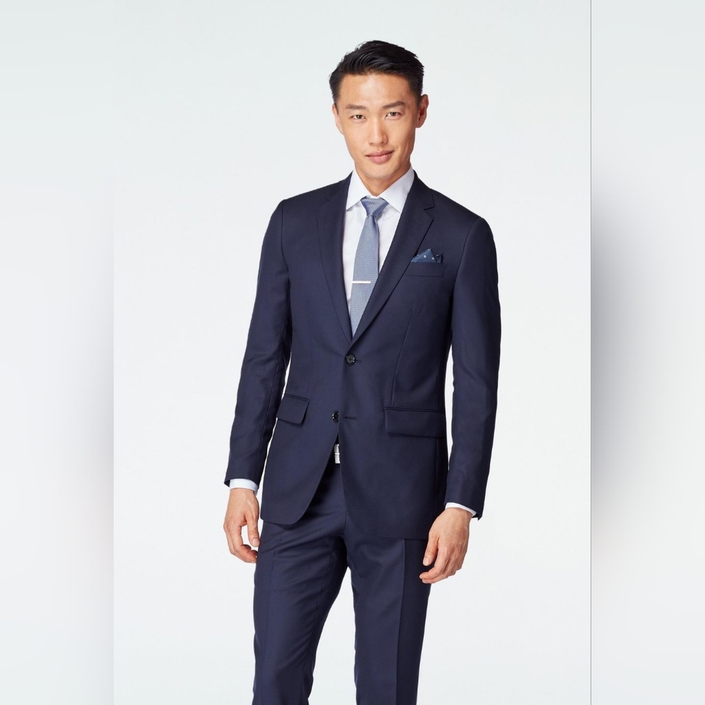 Indochino 100% Wool Navy Two Piece Suit Size 36R